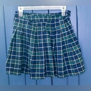 Plaid Pleated Mini Skirt Juniors Medium Green Blue Academia Grunge Goblin Core